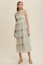 Mint Delicate Floral Embroidered Lace Maxi Dress