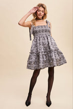 Charcoal Smocked Tie-Strap Mini Dress