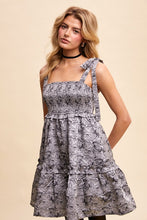 Charcoal Smocked Tie-Strap Mini Dress