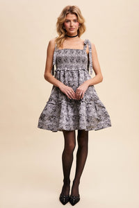 Charcoal Smocked Tie-Strap Mini Dress