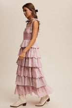 Light Mauve Tiered Eyelet Maxi Dress