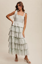 Mint Tiered Eyelet Maxi Dress