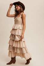 Beige Tiered Eyelet Maxi Dress