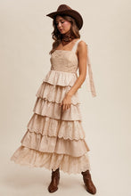 Beige Tiered Eyelet Maxi Dress