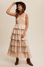 Beige Tiered Eyelet Maxi Dress