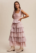 Light Mauve Tiered Eyelet Maxi Dress