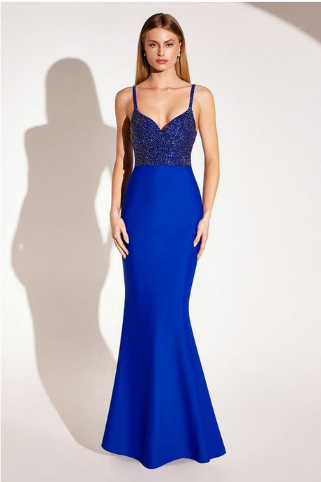 Royal Bright Diamond Slim-fitting Strap Long Evening Dress