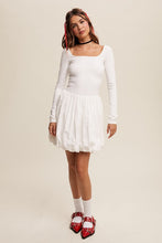 Off White Elegant White Long-Sleeve Dress With Bubble Skirt