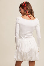 Off White Elegant White Long-Sleeve Dress With Bubble Skirt