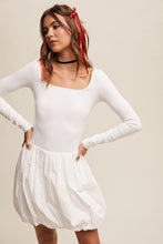 Off White Elegant White Long-Sleeve Dress With Bubble Skirt