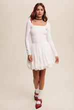 Off White Elegant White Long-Sleeve Dress With Bubble Skirt