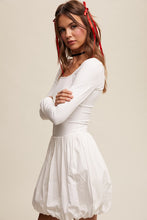 Off White Elegant White Long-Sleeve Dress With Bubble Skirt