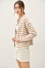 Mocha Striped Ribbed Open Cardigan