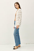 Caramel Striped Cotton Slub Cardigan