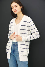 Indigo Striped Cotton Slub Cardigan