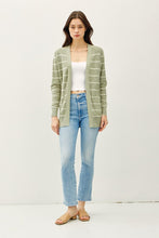 Sage Striped Cotton Slub Cardigan