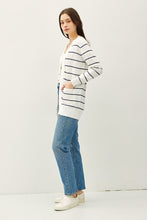 Indigo Striped Cotton Slub Cardigan