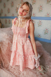 Peach Smocked Tie-Strap Mini Dress