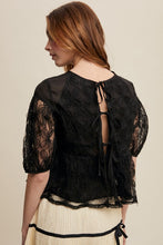 Black Floral Embroidered Sheer Peplum Blouse