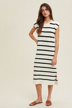 Off White/Black Striped Muscle Tank Sweater Midi Dress