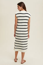 Off White/Black Striped Muscle Tank Sweater Midi Dress