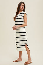 Off White/Black Striped Muscle Tank Sweater Midi Dress