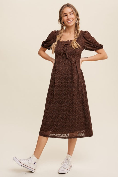 Cocoa Lace Midi Dress