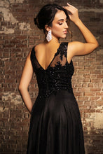 Black Sleeveless Embroidered Top Glitter Metallic Dress