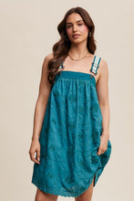 Teal Green Romantic Embroidered Overall Dress