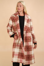 Rose Mix Oversized Plaid Soft Fuzzy Button Down Long Coat