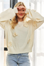 Ivory Floral Applique Sweater Top