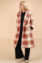 Rose Mix Oversized Plaid Soft Fuzzy Button Down Long Coat