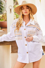 White Contrast Boho Print Oversized Shirts Top