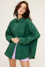 Deep Green Loose Fit Button Down Shirt