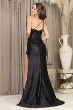 Black Off-Shoulder Embroidered Slit Evening Dress