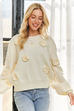 Ivory Floral Applique Sweater Top