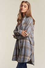 Blue Button Down Flannel Shacket