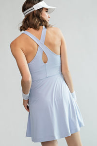 Pastel Blue Plus Size Butter Romper Dress With Keyhole