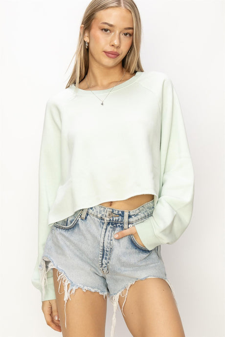 Mint Laid Back Crop Sweatshirt