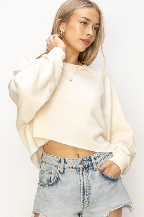 Whip Cream Laid Back Crop Sweatshirt