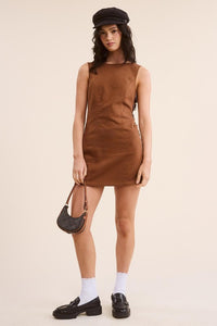 Walnut Side Cut Out Mini Dress With Unique Metal