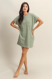 Sage Green Unwind In Style T Shirt Mini Dress