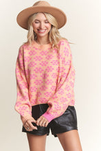 Orange Floral Pattern Cutesy Sweater Top