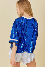 Royal Blue Game day Sequin Foot Ball Flocking Crop Top