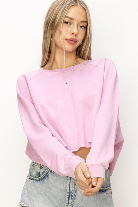 Pink Laid Back Crop Sweatshirt