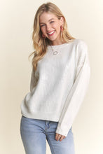 Off White Sequins Accent Sweater Top