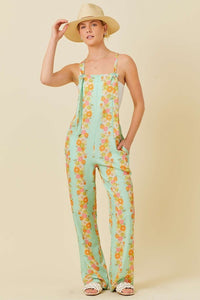 Sage Floral Print Jumpsuit