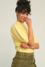 Creamy Yellow Short Sleeve Sweater With Puff Sleeves