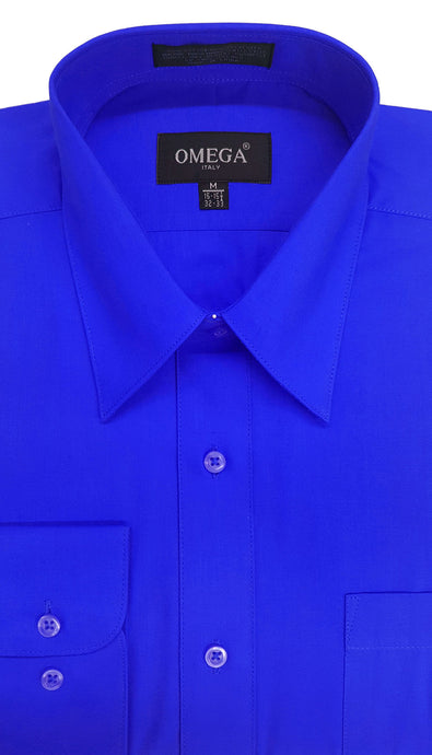 Omega Royal Blue Long Sleeve Dress Shirt