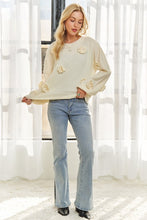 Ivory Floral Applique Sweater Top